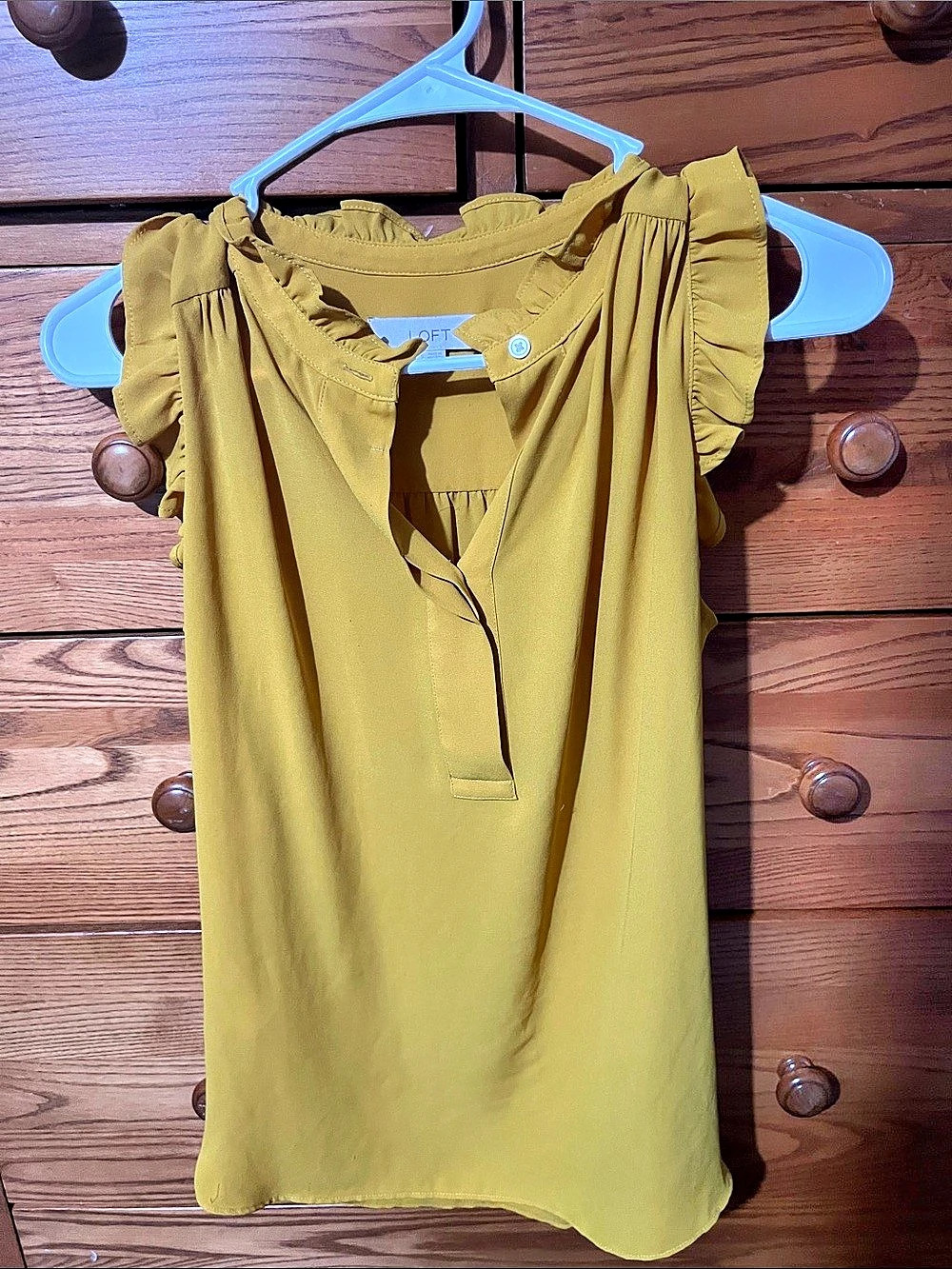 LOFT Ruffled Sleeveless Blouse in Yellow